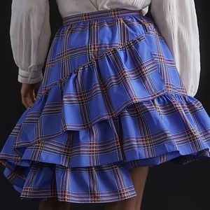 Maeve tiered ruffle skirt purple blue motif anthropologie